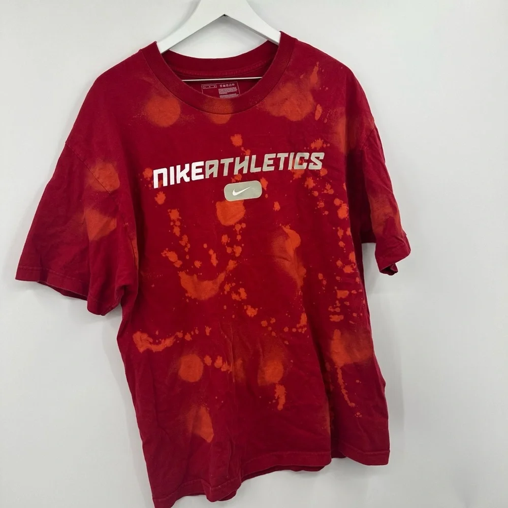 Nike Vintage Y2K Upcycled Bleach Splatter Short Sleeve Shirt Size XL Early 2000s